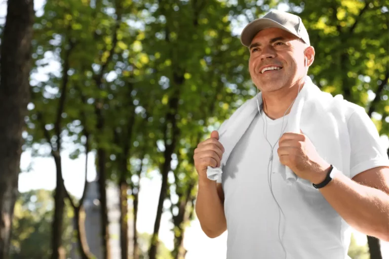 Man Smiling Walking Reducing Prostate Cancer Risk