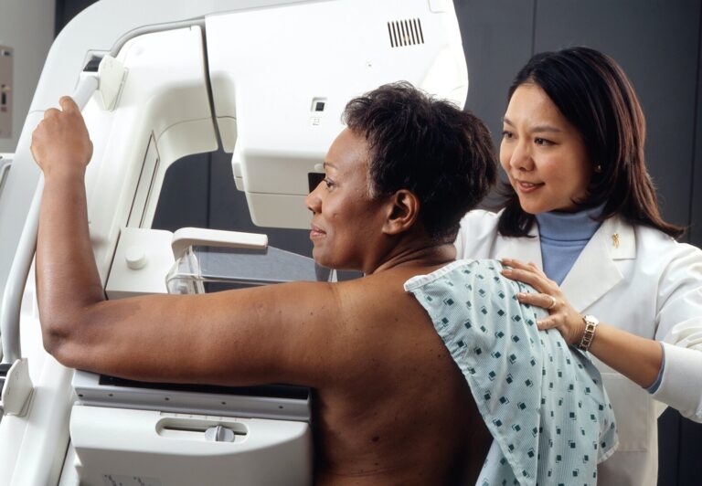 Woman getting her annual breast screening